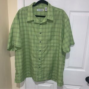 Canyon River Blues Men’s Short Sleeve Button Shirt Green Stripe Size XL